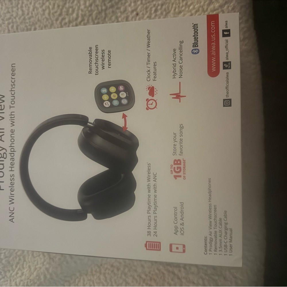 AIWA Prodigy Air View Over-Ear ANC Wireless Headphones.Noise Canceling.